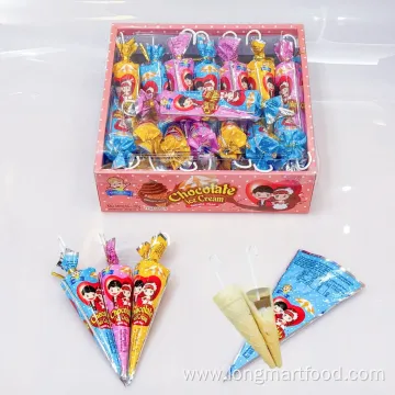 Umbrella-Shaped Chocolate Wafer Cone Candy